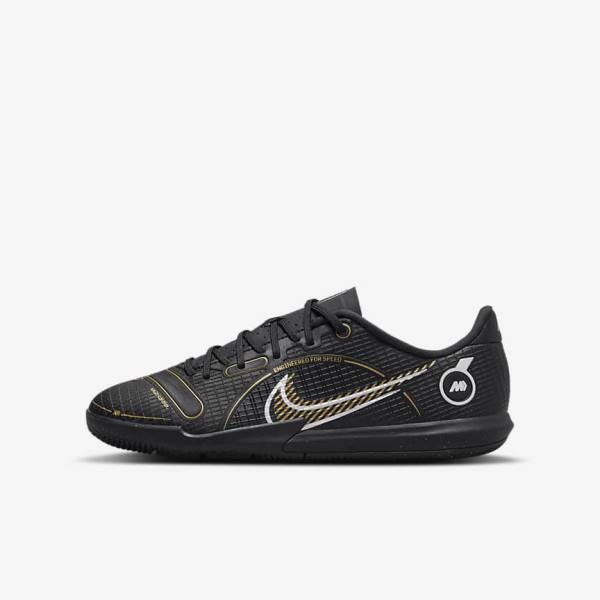 Kids\' Nike Jr. Mercurial Vapor 14 Academy IC Older Indoor Court Football Shoes Black / Metal Silver / Grey / Metal Gold | NK981LCH