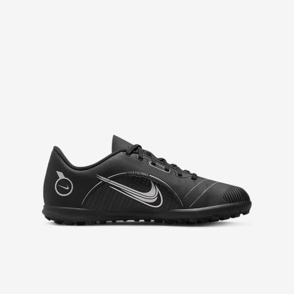 Kids' Nike Jr. Mercurial Vapor 14 Club TF Older Kids Turf Football Shoes Black / Grey / Metal Silver | NK291ZJN