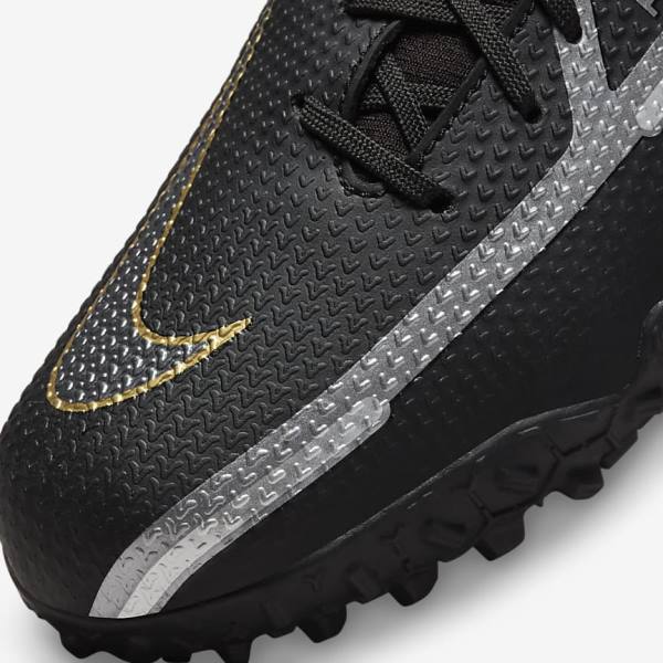 Kids' Nike Jr. Phantom GT2 Academy Dynamic Fit TF Older Turf Football Shoes Black / Metal Gold / Dark Grey / Metal Dark Grey | NK745MNK