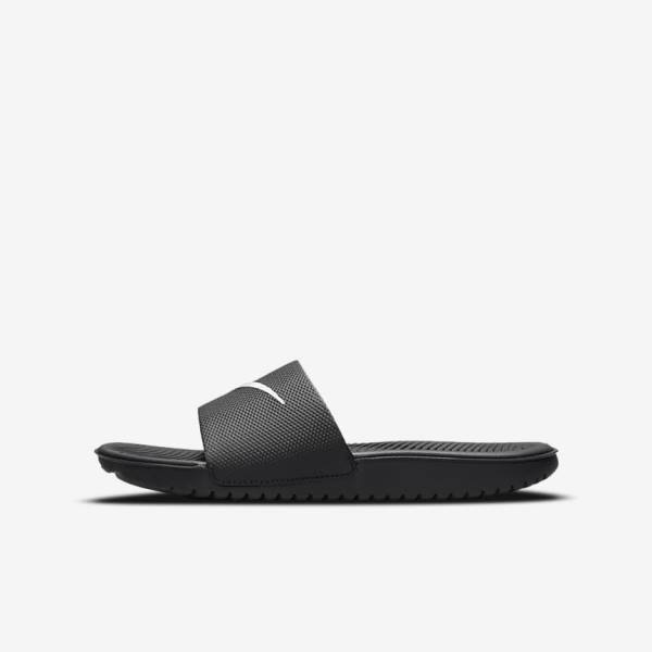 Kids\' Nike Kawa Older Slides Black / White | NK912OQG