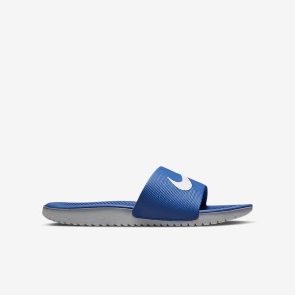 Kids' Nike Kawa Older Slides Blue / White | NK569QFX