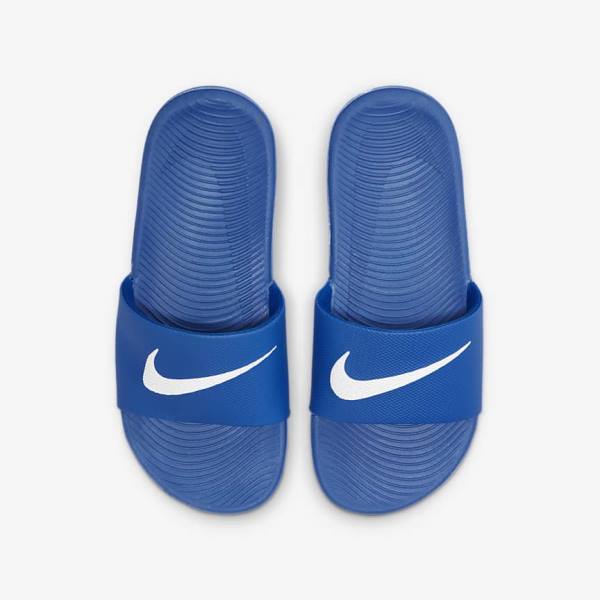 Kids' Nike Kawa Older Slides Blue / White | NK569QFX