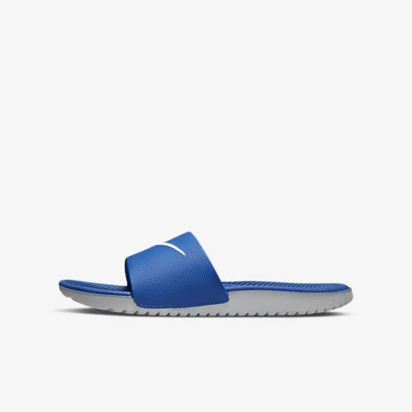 Kids\' Nike Kawa Older Slides Blue / White | NK569QFX