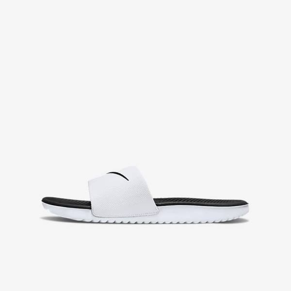 Kids\' Nike Kawa Older Slides White / Black | NK846VPJ