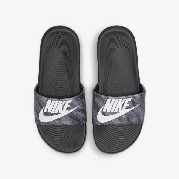 Kids' Nike Kawa SE Older Slides Black / Platinum | NK234ZVX