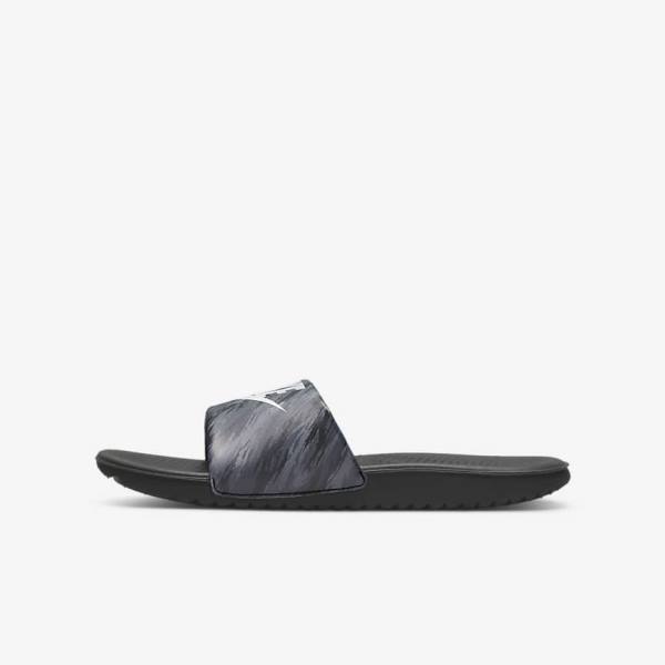 Kids\' Nike Kawa SE Older Slides Black / Platinum | NK234ZVX