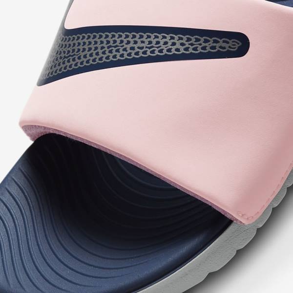 Kids' Nike Kawa SE Older Slides Pink / Navy / Metal Silver | NK390KYC