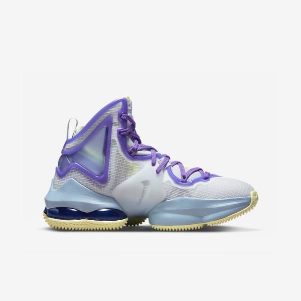 Kids' Nike LeBron 19 Older Basketball Shoes Blue / Purple | NK467VHY