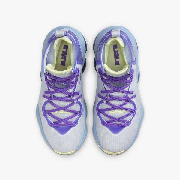 Kids' Nike LeBron 19 Older Basketball Shoes Blue / Purple | NK467VHY