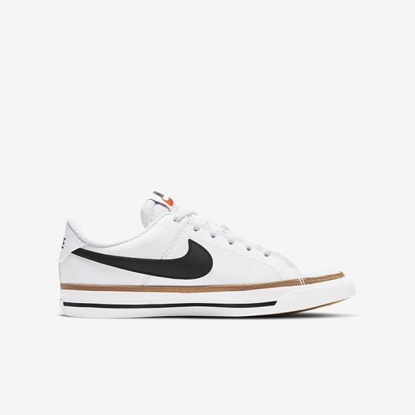 Kids' Nike NikeCourt Legacy Older Sneakers White / Light Brown / Black | NK693ZDM