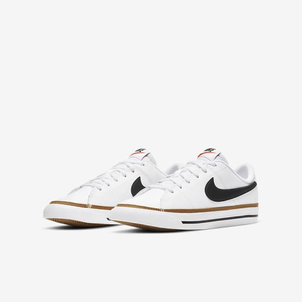 Kids' Nike NikeCourt Legacy Older Sneakers White / Light Brown / Black | NK693ZDM