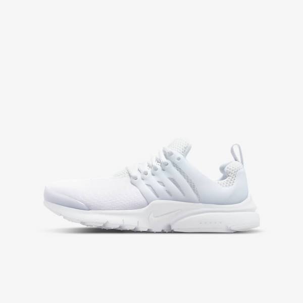 Kids\' Nike Presto Older Sneakers White / Platinum / White | NK185RVJ