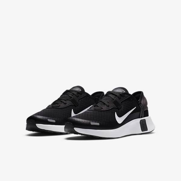 Kids' Nike Reposto Older Walking Shoes Black / Dark Grey / White | NK957SYI