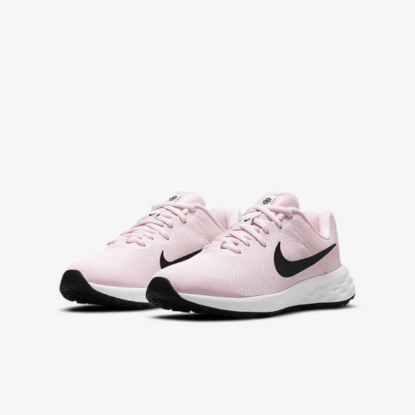 Kids' Nike Revolution 6 Older Road Running Shoes Pink / Black | NK027CBF