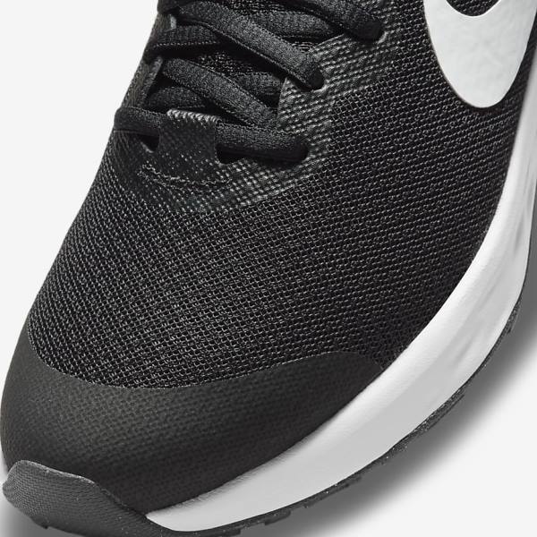 Kids' Nike Revolution 6 Older Road Running Shoes Black / Dark Grey / White | NK296YXB