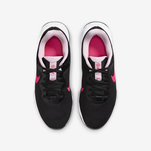 Kids' Nike Revolution 6 Older Road Running Shoes Black / Pink | NK402VPZ