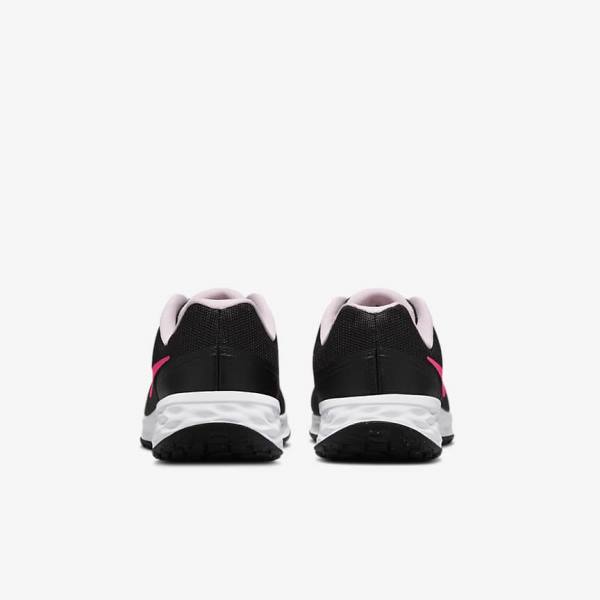 Kids' Nike Revolution 6 Older Road Running Shoes Black / Pink | NK402VPZ