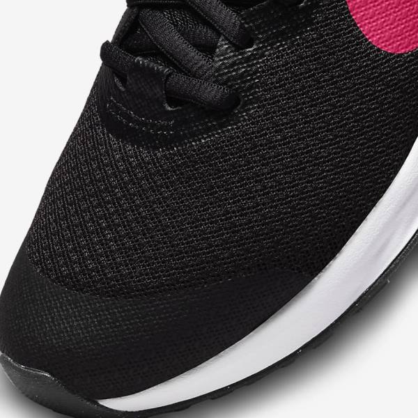 Kids' Nike Revolution 6 Older Road Running Shoes Black / Pink | NK402VPZ