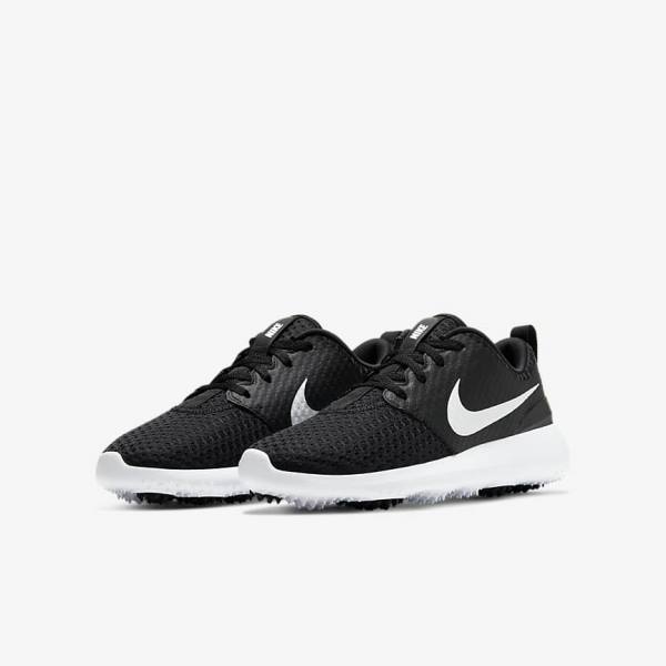 Kids' Nike Roshe G Jr. Golf Shoes Black / White / Metal White | NK350VIN