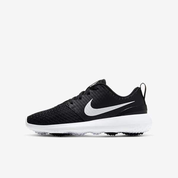 Kids\' Nike Roshe G Jr. Golf Shoes Black / White / Metal White | NK350VIN