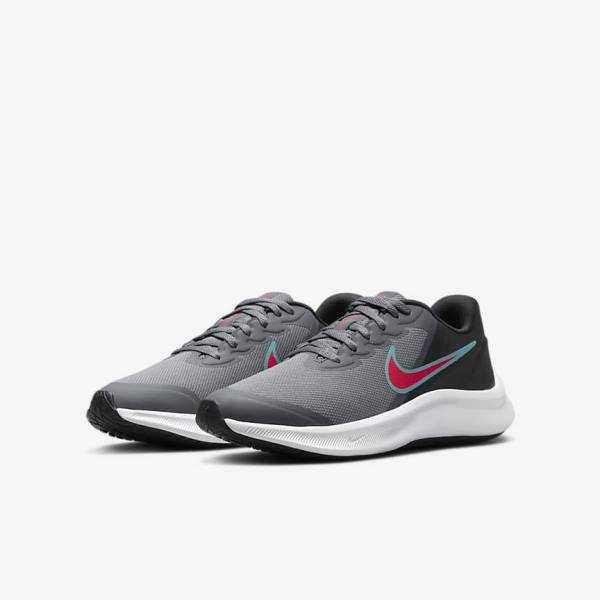 Kids' Nike Star Runner 3 Older Road Running Shoes Grey / Black / Red | NK012BKE