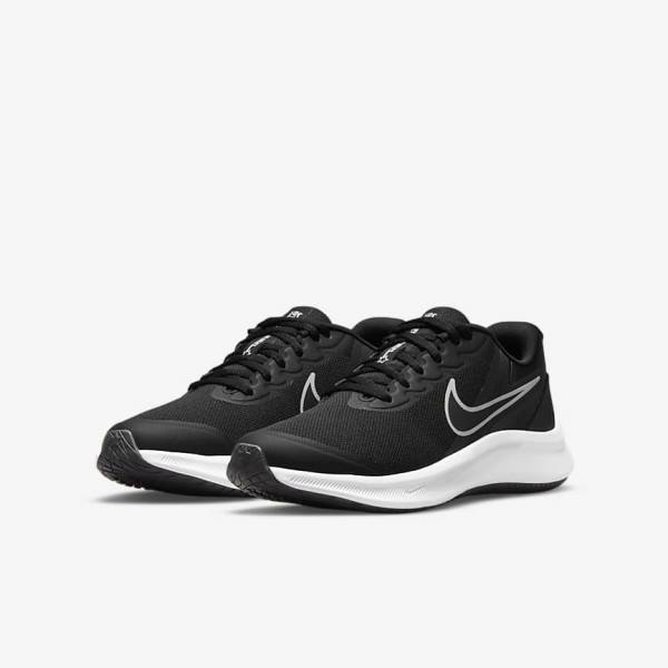 Kids' Nike Star Runner 3 Older Road Running Shoes Black / Dark Grey | NK179LAW