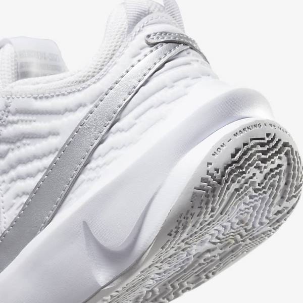 Kids' Nike Team Hustle D 10 Older Basketball Shoes White / Metal Silver | NK315BCU