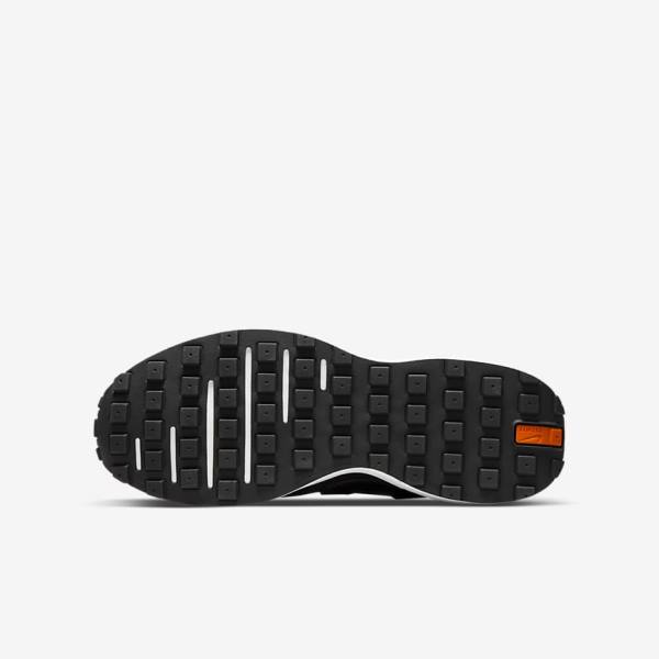 Kids' Nike Waffle One Older Walking Shoes Black / White / Orange / Black | NK563ZBR