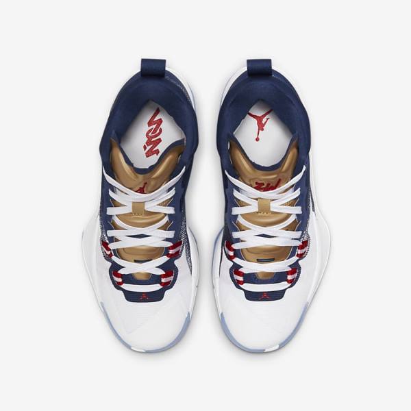 Kids' Nike Zion 1 Older Jordan Shoes Blue / White / Metal Gold / Red | NK271WOP