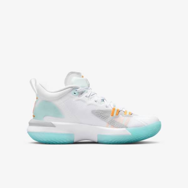 Kids' Nike Zion 1 Older Jordan Shoes White / Orange / Turquoise / Black | NK184VMJ