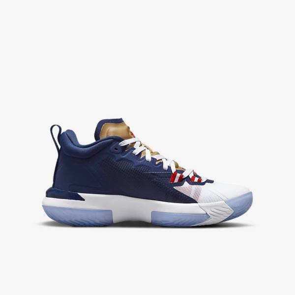 Kids' Nike Zion 1 Older Sneakers Blue / White / Metal Gold / Red | NK362DKH