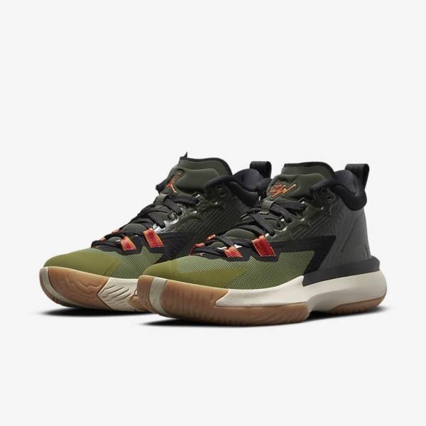 Kids' Nike Zion 1 Older Sneakers Dark Grey Green / Black | NK714UWO