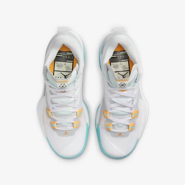 Kids' Nike Zion 1 Older Sneakers White / Orange / Turquoise / Black | NK857CRX