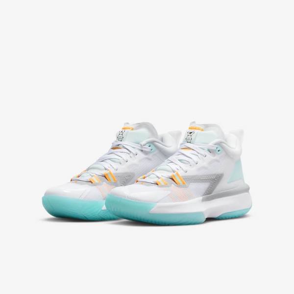 Kids' Nike Zion 1 Older Sneakers White / Orange / Turquoise / Black | NK857CRX