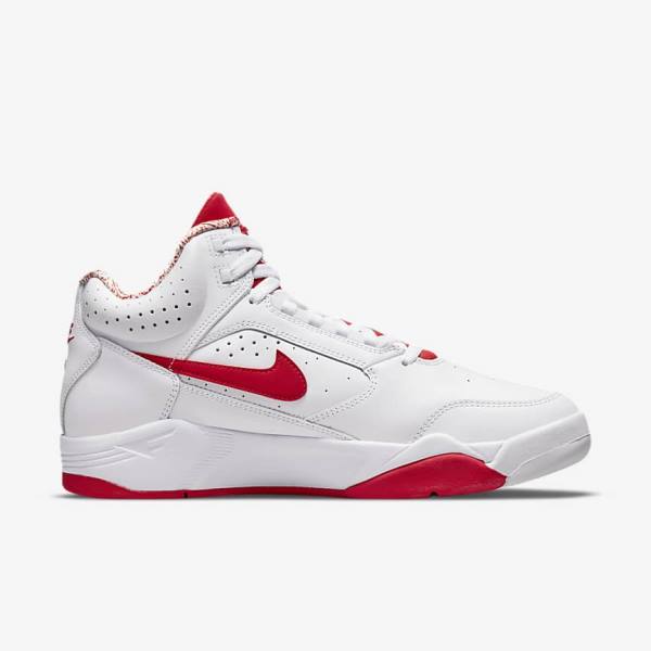 Men's Nike Air Flight Lite Mid Sneakers White / Red | NK346ZWB