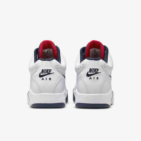 Men's Nike Air Flight Lite Mid Sneakers White / Red / Metal Gold / Navy | NK641JTY