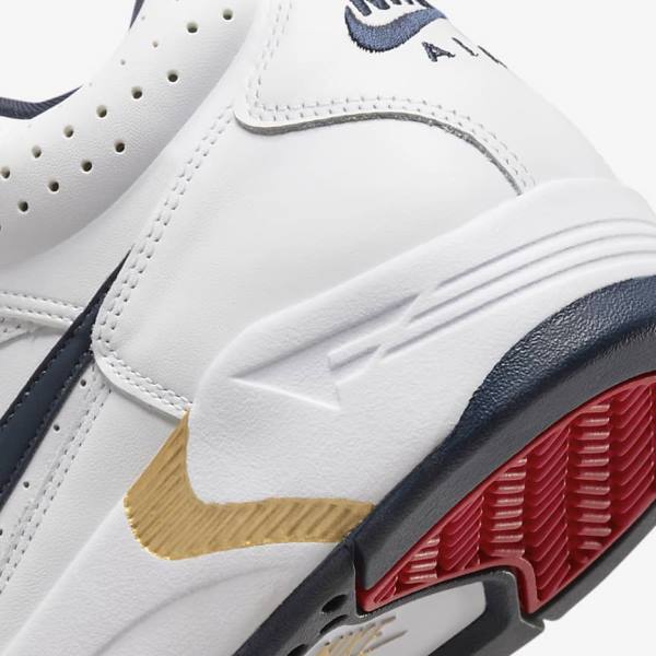 Men's Nike Air Flight Lite Mid Sneakers White / Red / Metal Gold / Navy | NK641JTY