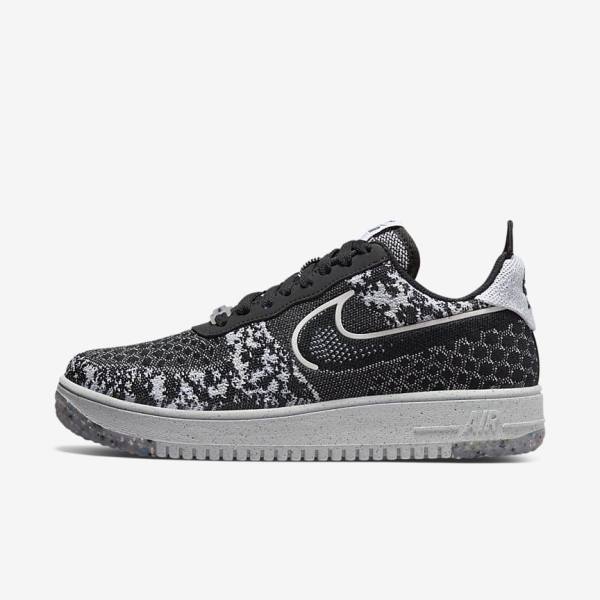 Men\'s Nike Air Force 1 Crater Flyknit Next Nature Sneakers Black / White / Platinum / Black | NK832RFM