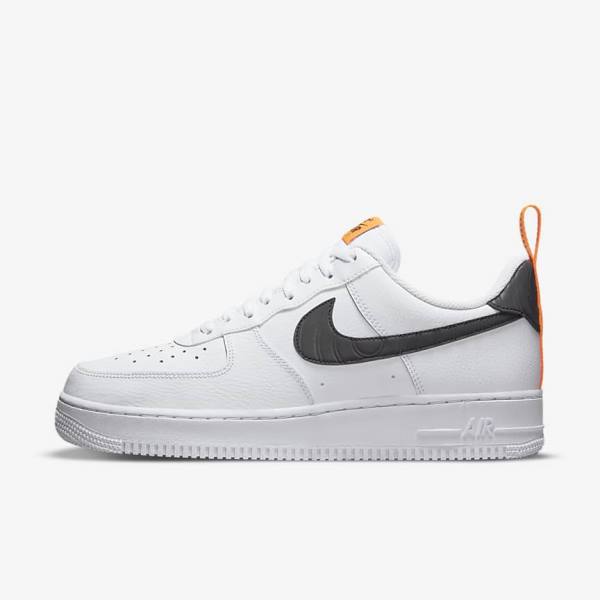 Men\'s Nike Air Force 1 Sneakers White / Orange / Silver / Black | NK793JZO