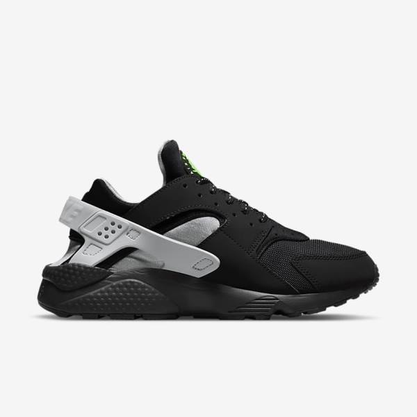 Men's Nike Air Huarache Sneakers Black / Metal Silver / Silver / Green | NK307KQE