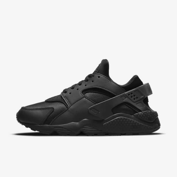 Men\'s Nike Air Huarache Sneakers Black / Dark Grey | NK617DNU