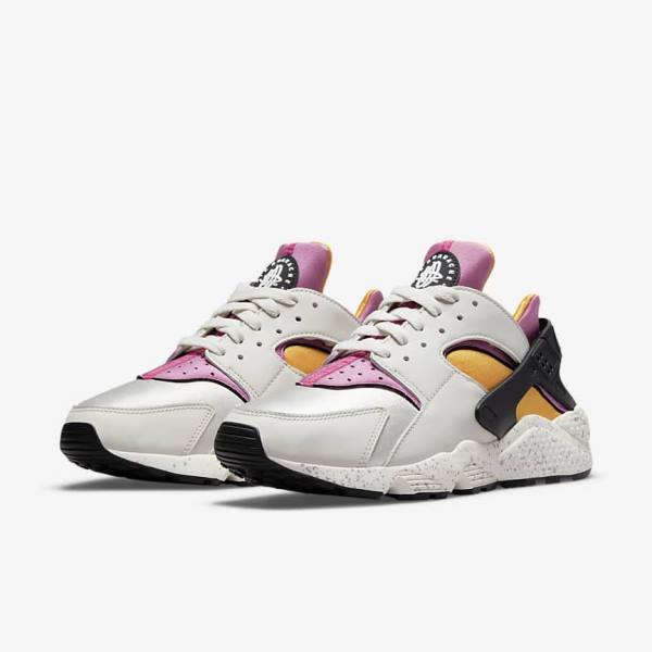 Men's Nike Air Huarache Sneakers Light Beige / Gold / Black / Pink | NK516BHV