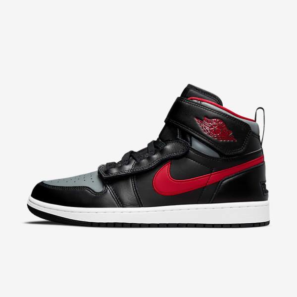 Men\'s Nike Air Jordan 1 Hi FlyEase Sneakers Black / Grey / White / Red | NK374BWT