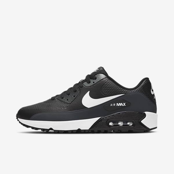 Men\'s Nike Air Max 90 G Golf Shoes Black / Dark Grey / White | NK042XCV