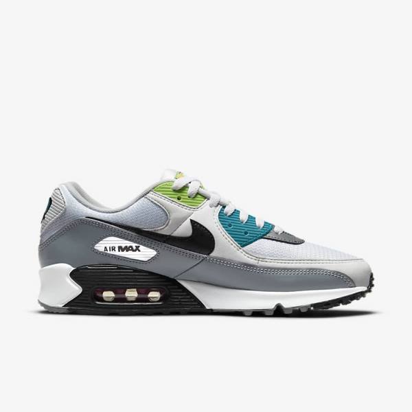 Men's Nike Air Max 90 Premium Sneakers White / Grey / Black | NK962EFY