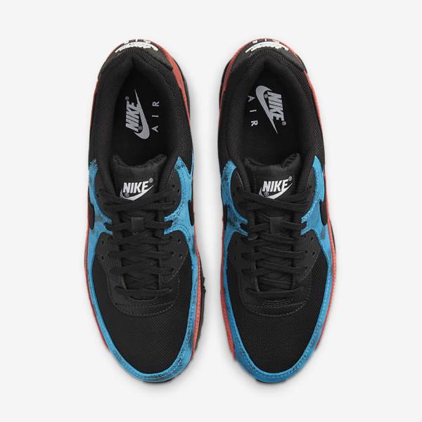 Men's Nike Air Max 90 Sneakers Black / Blue / Red / White | NK156XCR