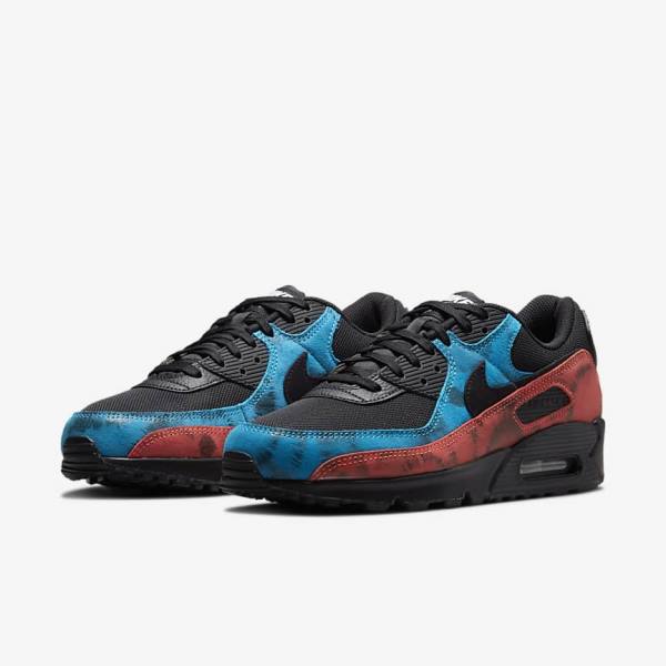 Men's Nike Air Max 90 Sneakers Black / Blue / Red / White | NK156XCR