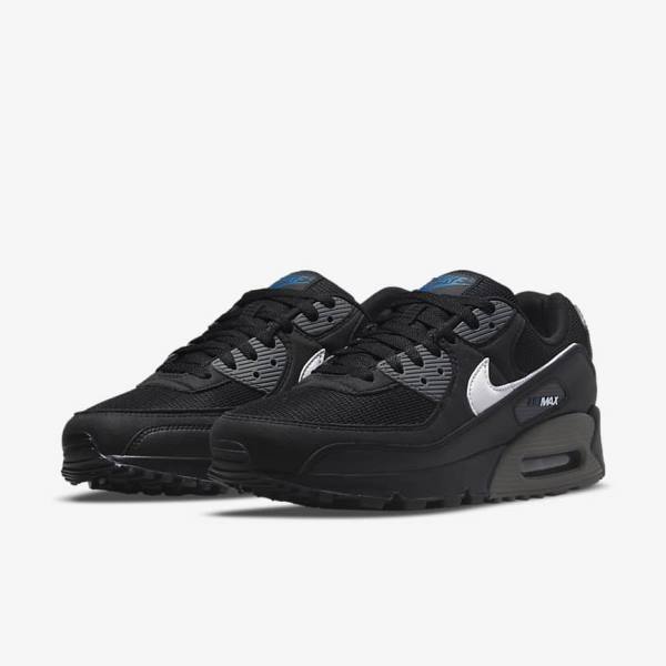 Men's Nike Air Max 90 Sneakers Black / Grey / White | NK297CHU