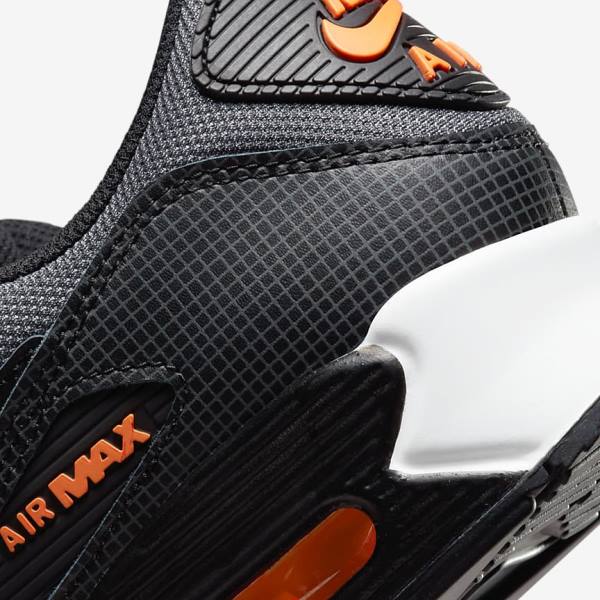 Men's Nike Air Max 90 Sneakers Black / Orange / Grey / White | NK690OIR