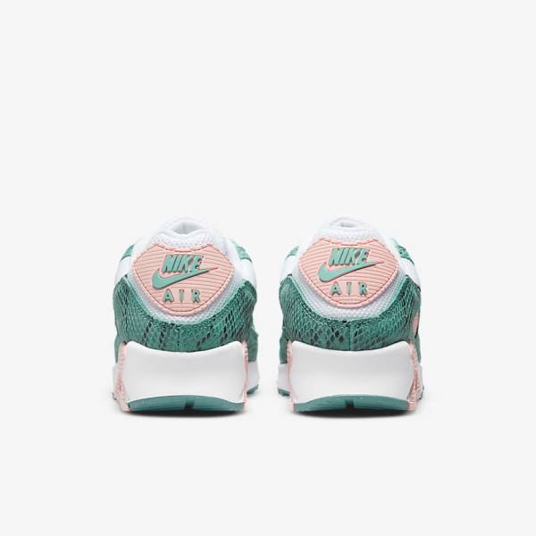 Men's Nike Air Max 90 Sneakers Turquoise / White / Coral / Black | NK105ULS